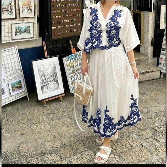 ZARA Skirt White and Blue Size XS and S - Picture 8 of 16